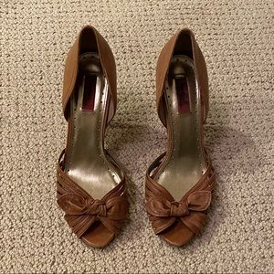 Leather Open Toe Pumps